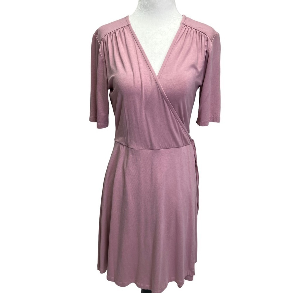 Asos Pink Short Sleeve Jersey Wrap Dress Size S